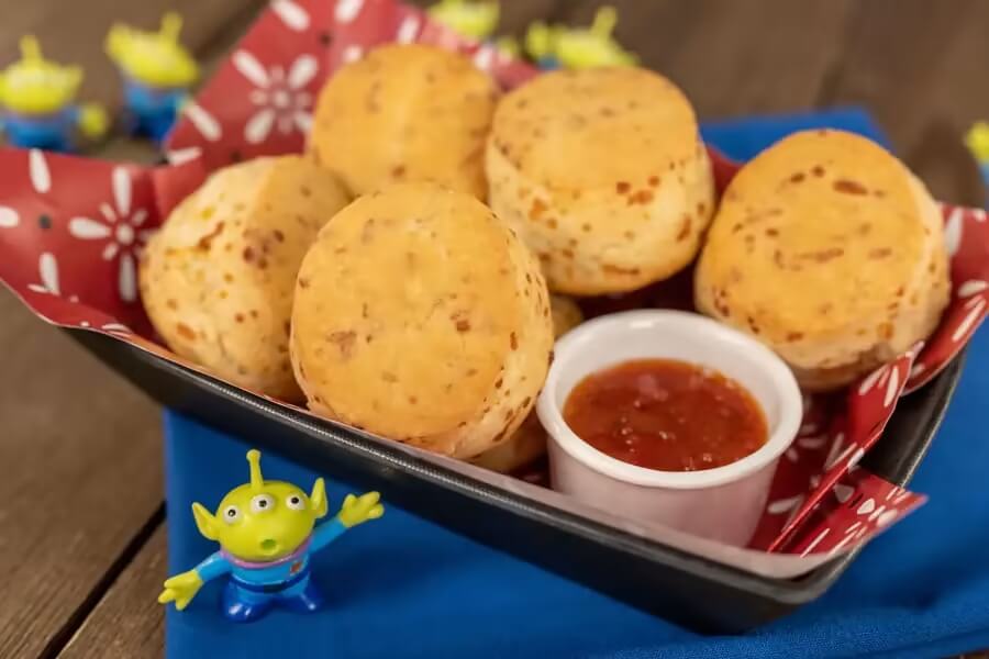 Roundup Rodeo BBQ Prospector’s Homemade Cheddar Biscuits served with sweet pepper jelly